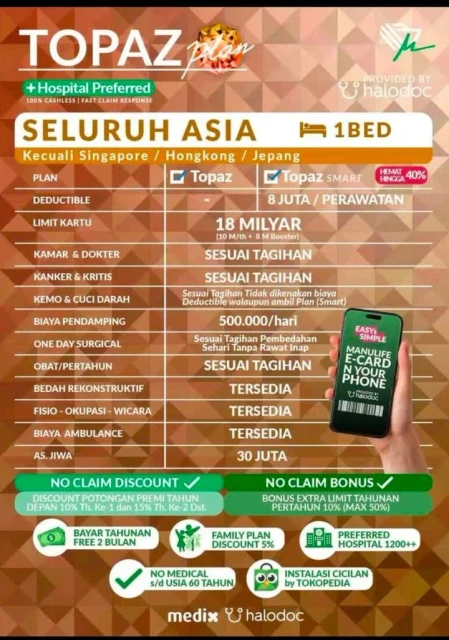 Informasi plan Topaz seluruh Asia untuk perlindungan kesehatan